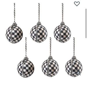 MacKenzie-Childs Black and White Courtly Check Medium Ornaments